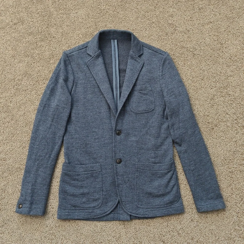 FAHERTY Mens Knit Blazer XS Gray Cotton Blend Casual Prep Tailored Jacket